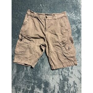 Broken Threads Mens Cargo Shorts Regular Fit 36 Brown Multi Pocket Bleach Mark